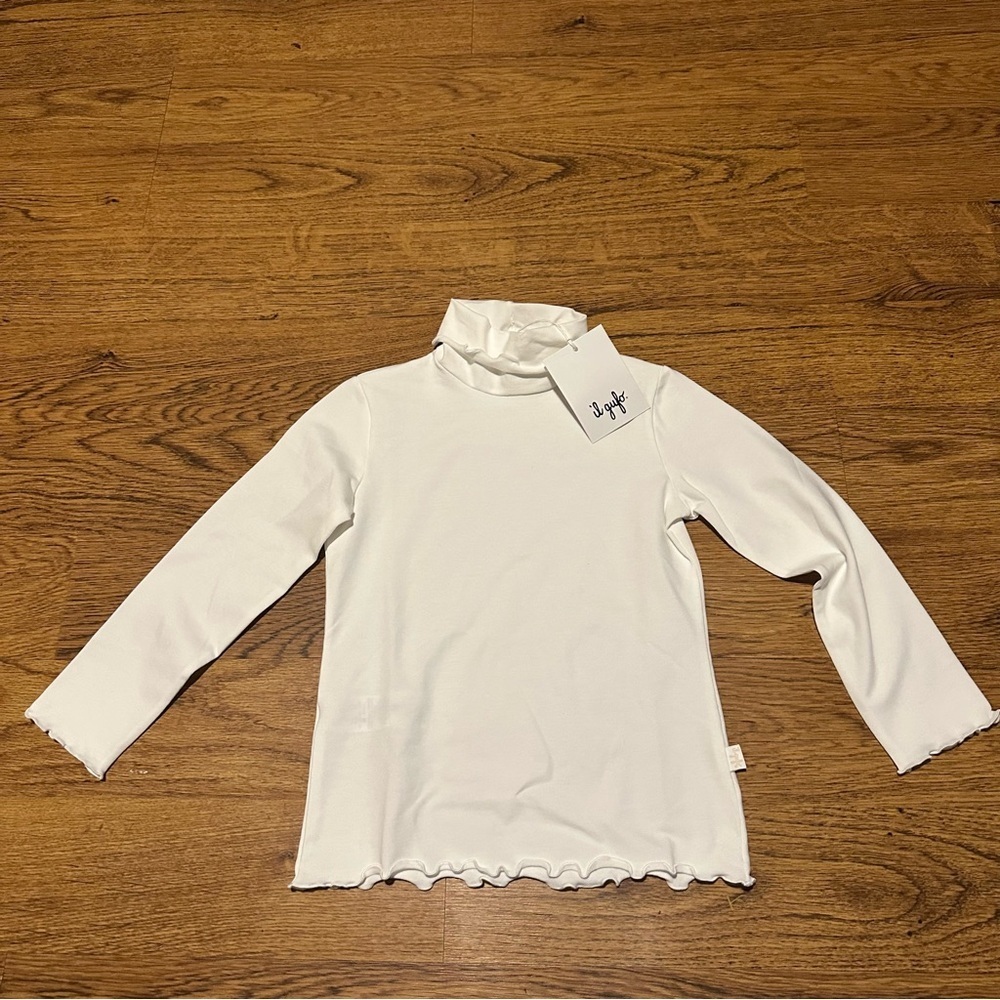 Il Gufo Cream Long Sleeve Kids Top blouse size 5A NWT Baby girl turtleneck